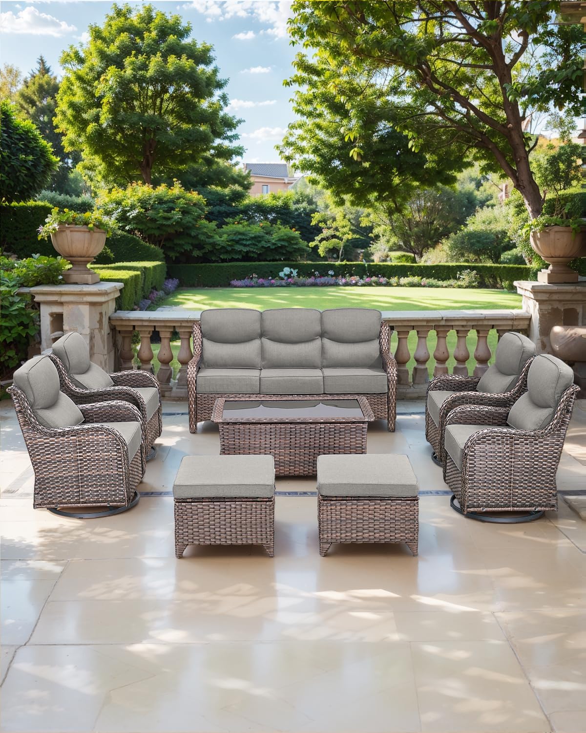 Luxury 24x24x6 Inch Smile Outdoor Cushions - 1 Set Deep Seat Water-Resistant Patio Furniture Replacement Cushion for Wicker Rattan Wood Metal Chair Glider Rocker Loveseat Sofa - Grey
