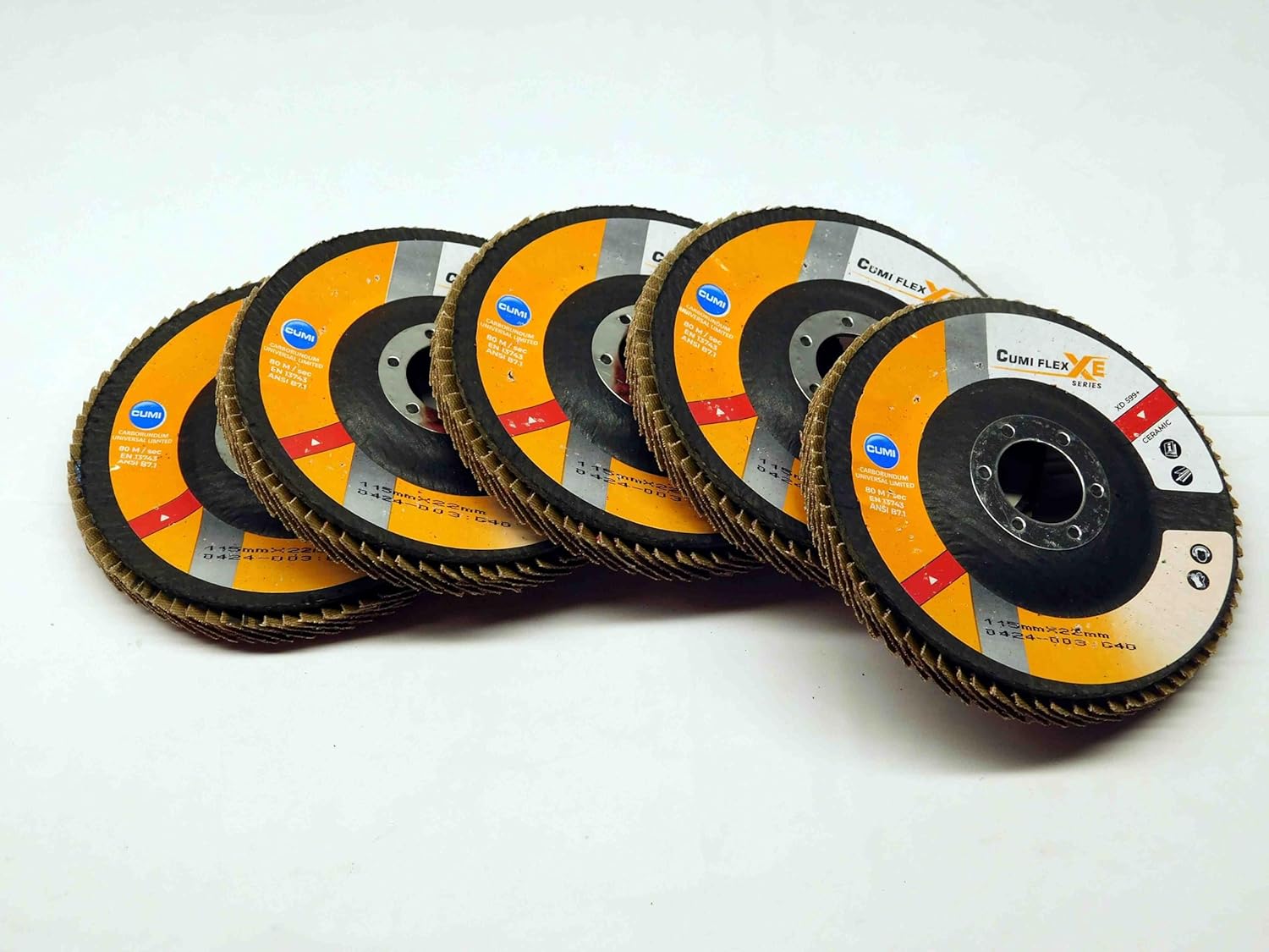 M & J Tooling LLC 5pcs NEW CUMI XD 599+ TYPE 29 CERAMIC FLAP DISC 40 GRIT 4 1/2 O.D. X 7/8 I.D. - MS7036CMI