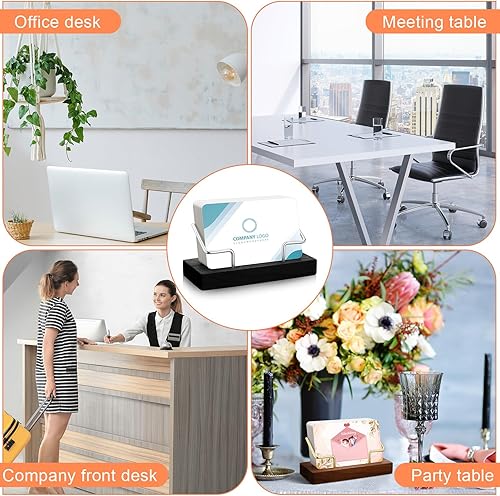 Miniatura 10 de Amyhill 4 soportes de madera para tarjetas de visita dorados, soporte de metal para tarjetas de nombre, tarjetas de presentación, soportes para