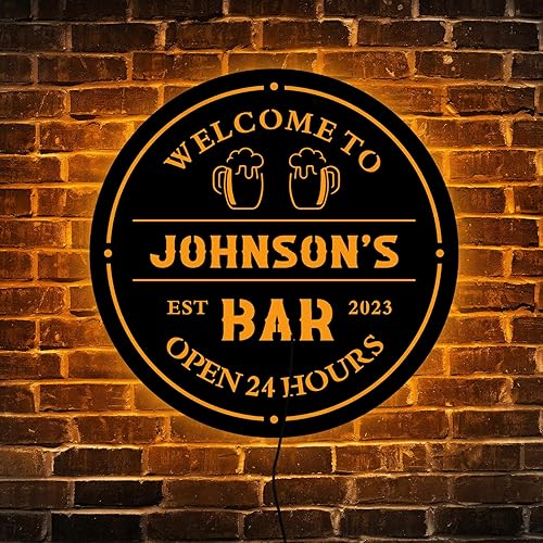 Miniatura 5 de Arte de Nombre de Neón LED Personalizado - Decoración de Pared de Metal para Bar, Pub, Letrero Personalizado Bar 4