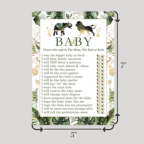 Miniatura 7 de Paper Clever Party Tropical Jungle - Juegos para baby shower con texto en inglés "Who Knows Parents", "Who Knows Parents", la mejor actividad de