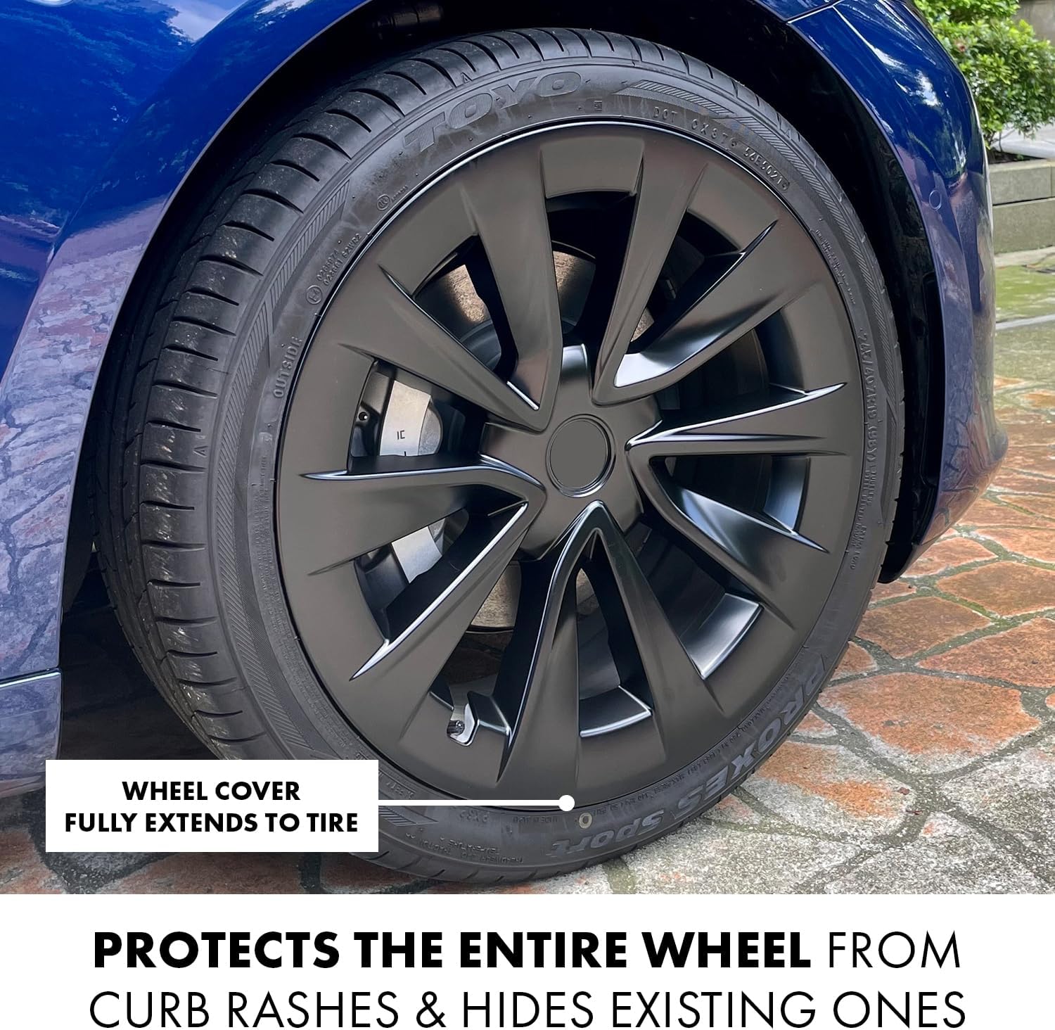 Mayde 19-Inch Hub Caps fits 2020-2023 Compatible with Tesla Model 3, Replacement Wheel Covers (Set of 4) (19" Matte Black)