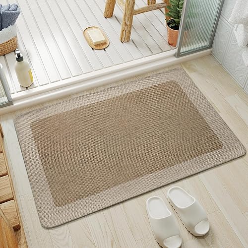 Miniatura 10 de Alfombra de baño de medio círculo, alfombras de baño finas para debajo de la puerta, de secado rápido, antideslizante, lavable, con respaldo de