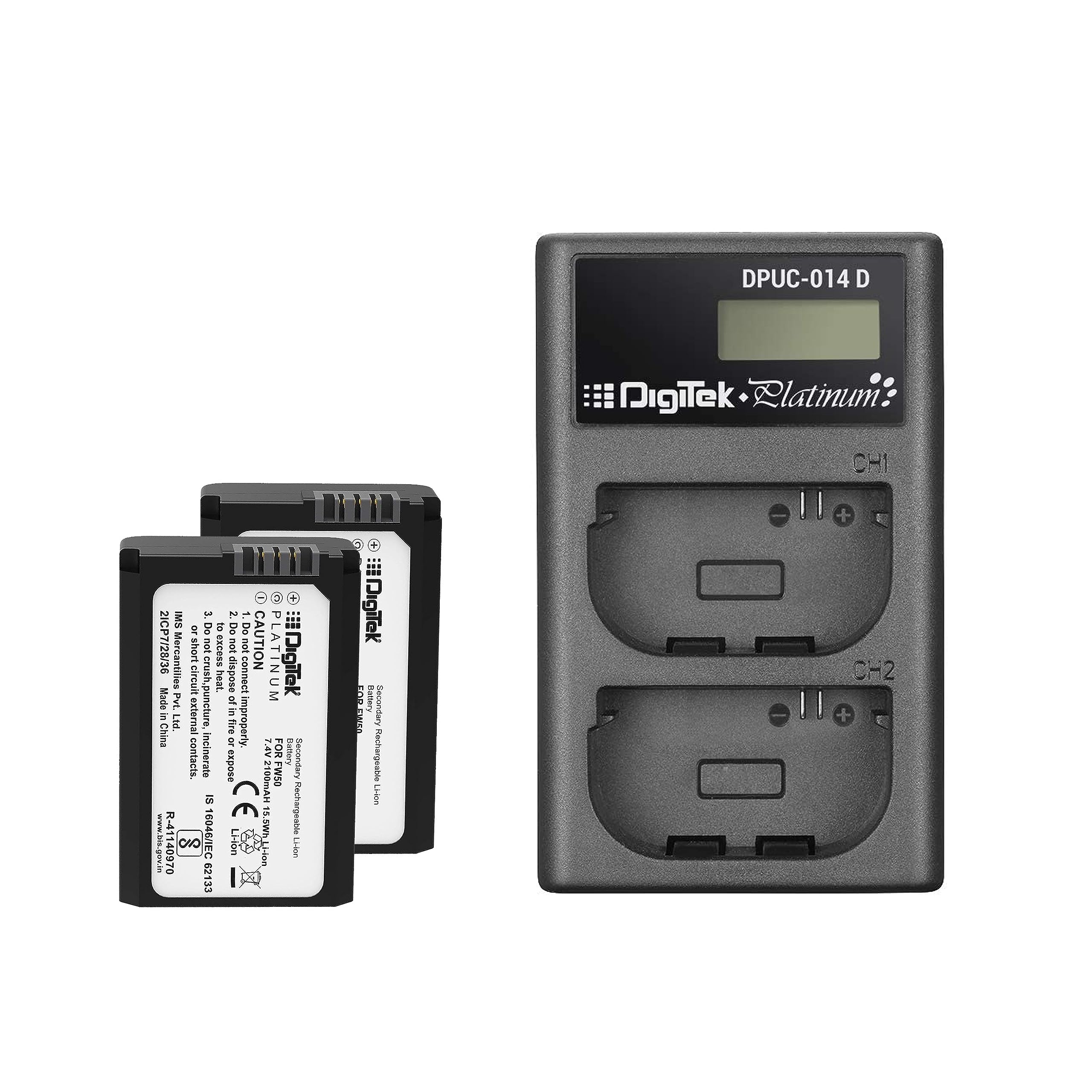 Digitek FW50 P + DPUC014D Platinum Dual Port LCD Battery Charger with 2 Nos of 2100mAh Capacity Replacement for FW 50 Li-ion Lithium-ion Battery Combo Pack-picture-16