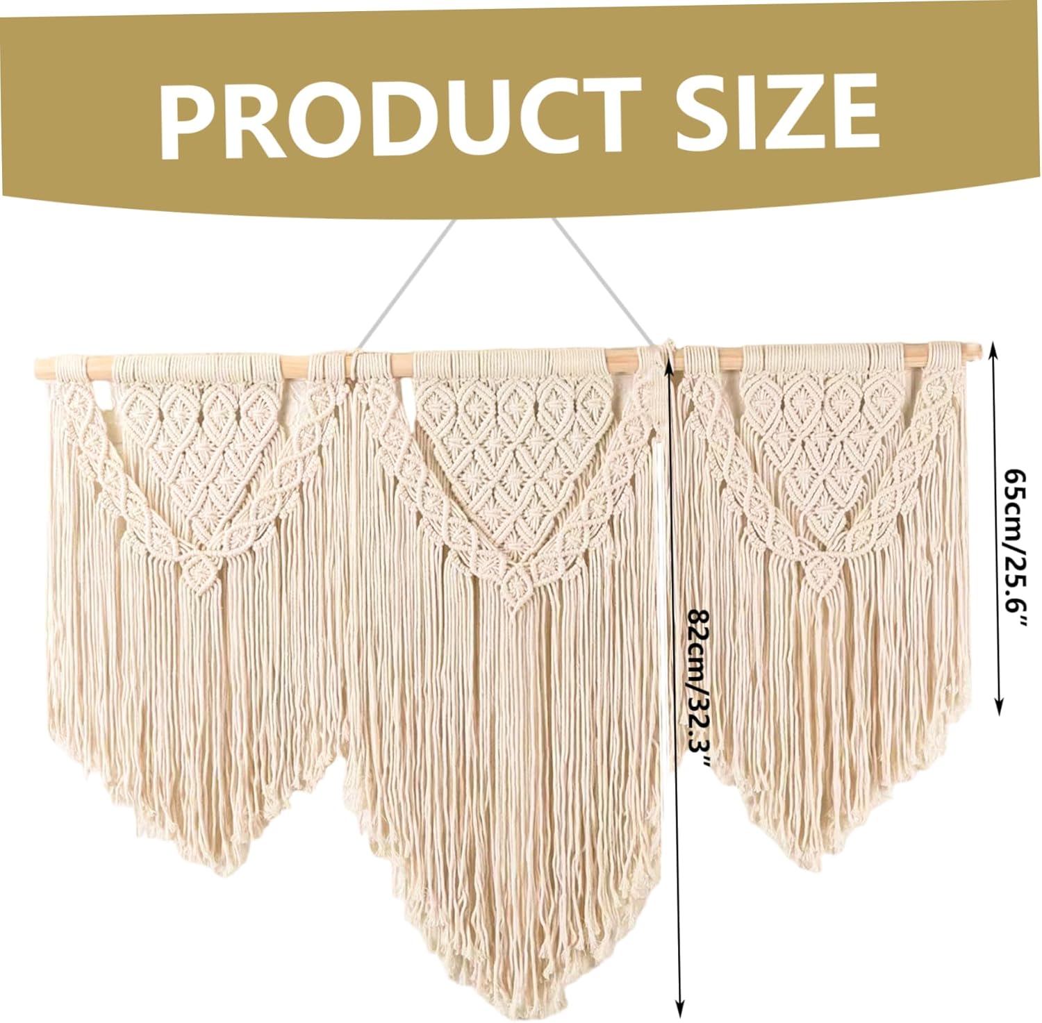 Bohemian Macrame Wall Hanging Tapestry, Woven Leaves Wall Art for Home Decoration, Living Room Bedroom Apartment Gallery Boho Decor