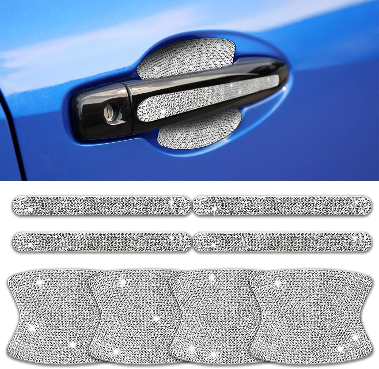 8PCS Bling Car Accessories Crystal Glitter Door Handle Protector