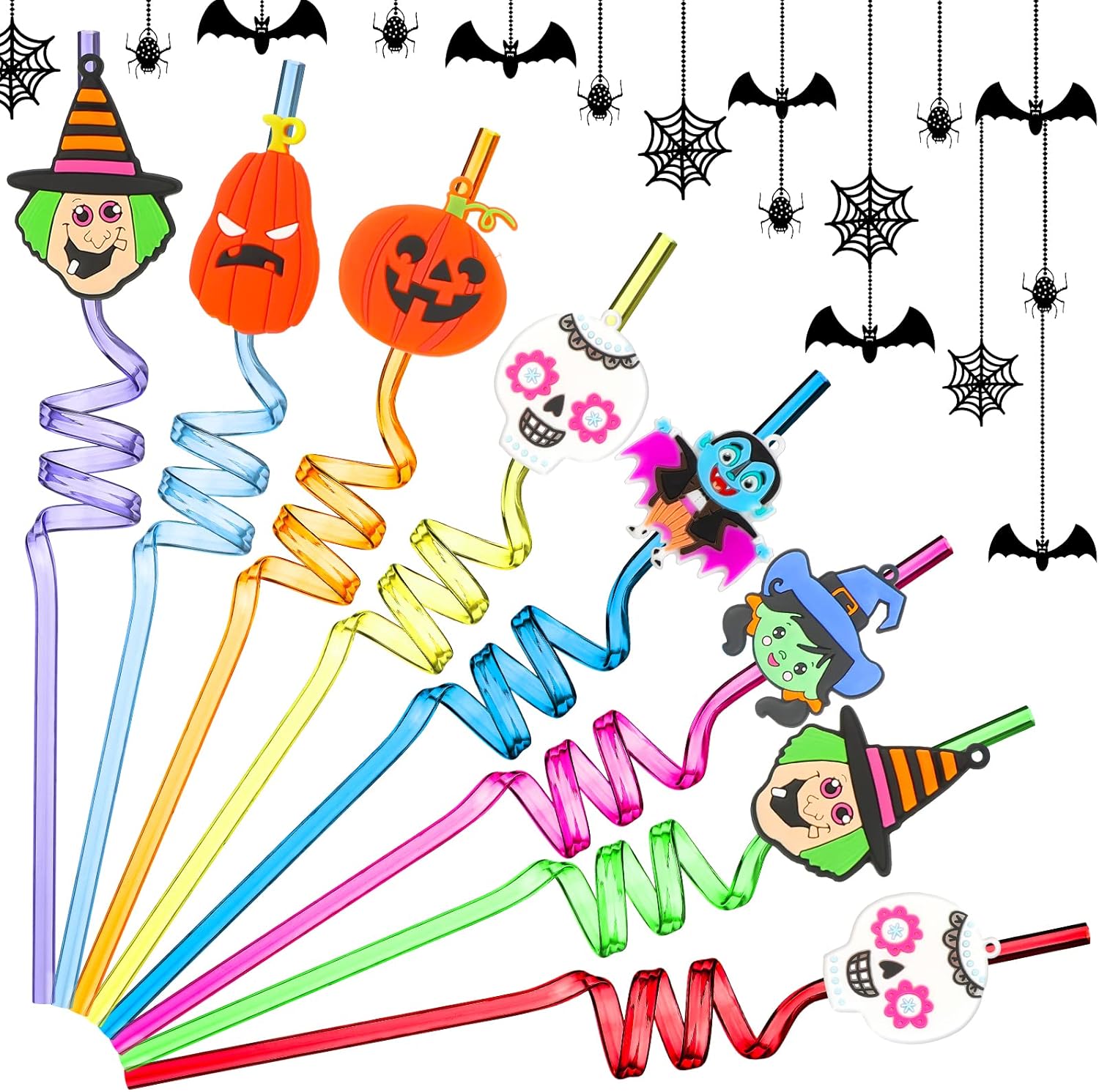Patelai 24 Pcs Halloween Party Favors Crazy Straws Bat
