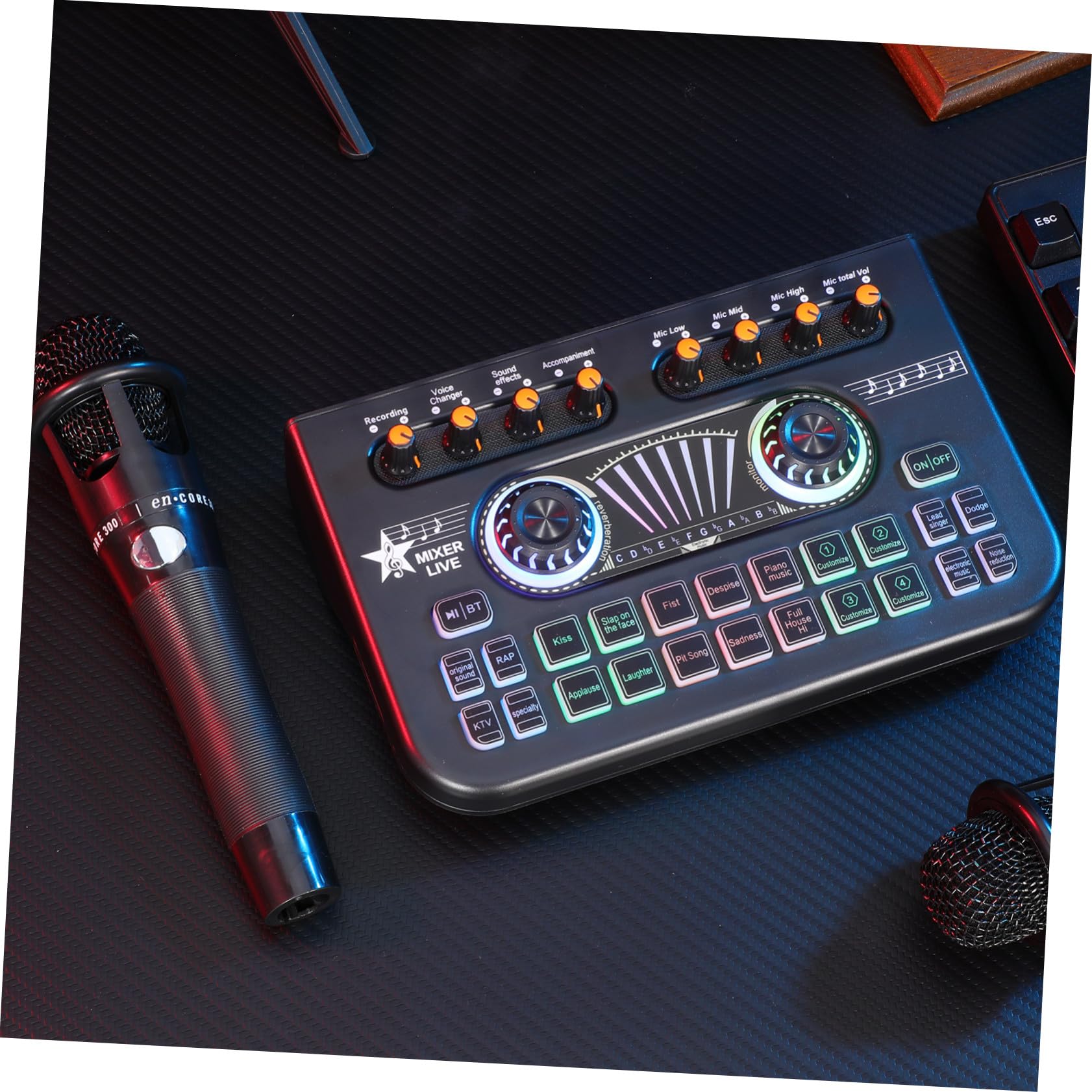 Milisten Podcast Equipment Bundle mit Mikrofonen und Soundkarte Multifunktionales Audio Mixer Board mit Voice Changer für Pc Live Streaming Gaming und Podcast Studio Benutzerfreundliches Dj