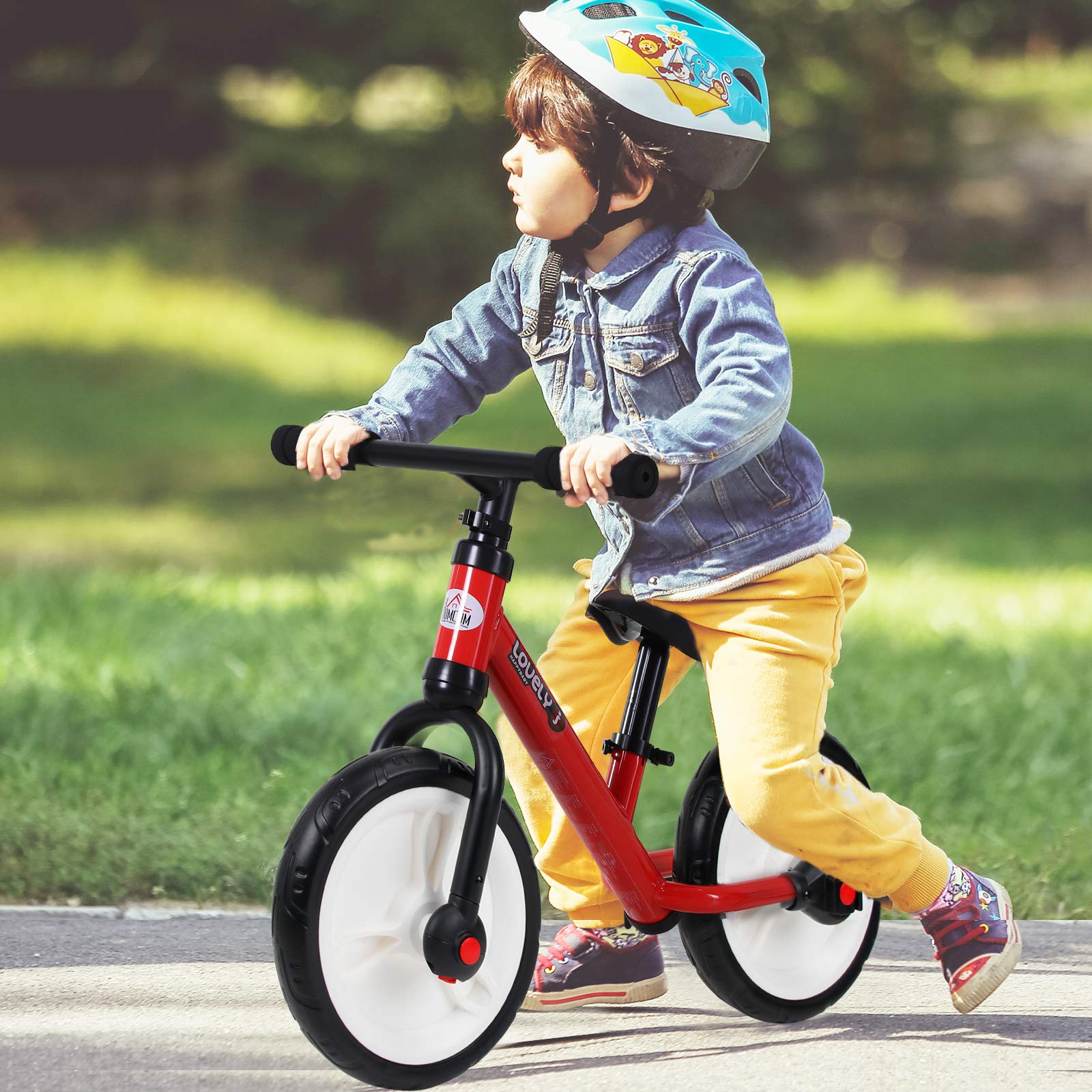 HOMCOM Kinder Laufrad ab 2-5 Jahre Lauflernrad mit Stützrädern, Pedalen, Höhenverstellbarem Sitz, Spielzeug Balance Bike für Kleinkinder Erste Geburtstag Geschenk, Rot