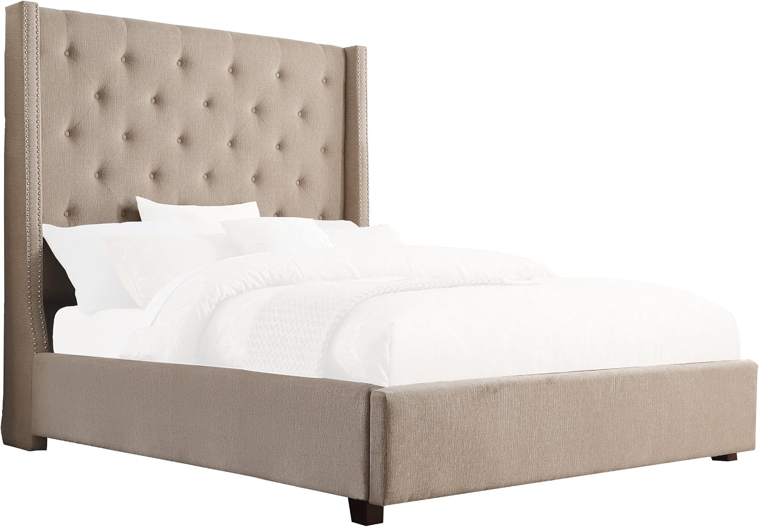 Homelegance Fairborn Fabric Upholstered Platform Storage Bed, Queen, Beige