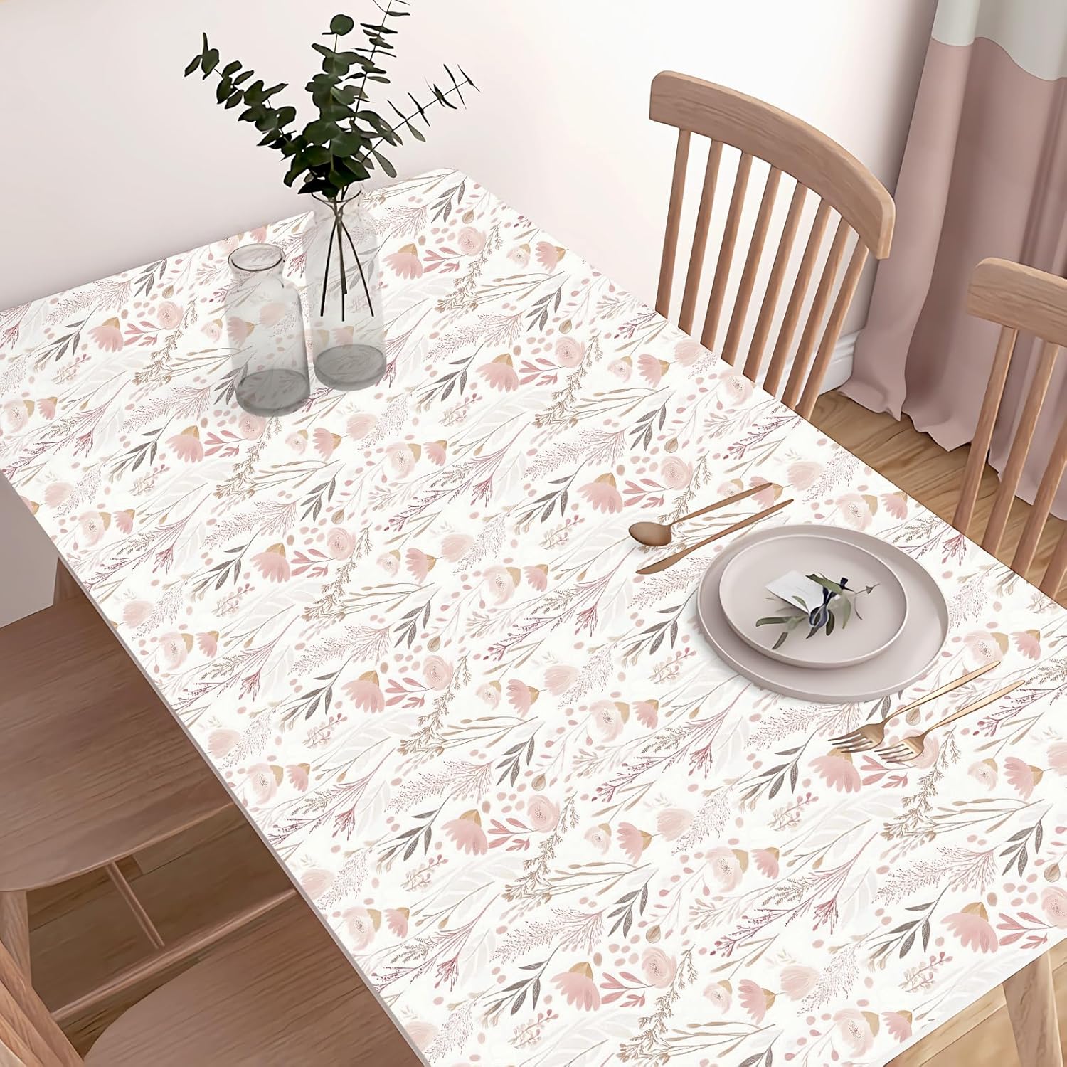 SOON AFTER Floral Wallpaper Peel and Stick Pink Contact Paper A Set of 17.3"x480" Vintage Flowers Wall Paper Vinyl Self-Adhesive Removable Waterproof Wallpaper for Bedroom Bathroom Furniture Cabinets