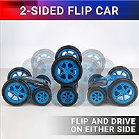 Vista 4 de Force1 Tornado Blue - Auto de control remoto con LED para niños - Conducción de doble cara, autos RC rápidos con giros de 360°, auto RC todoterreno