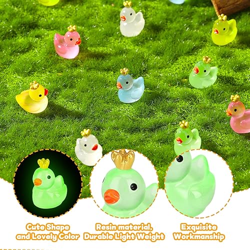 Miniatura 3 de Fuyamp 120 piezas de mini patos luminosos de resina con corona, figuras en miniatura, micro hadas, jardín, paisaje, acuario, pequeños patos,