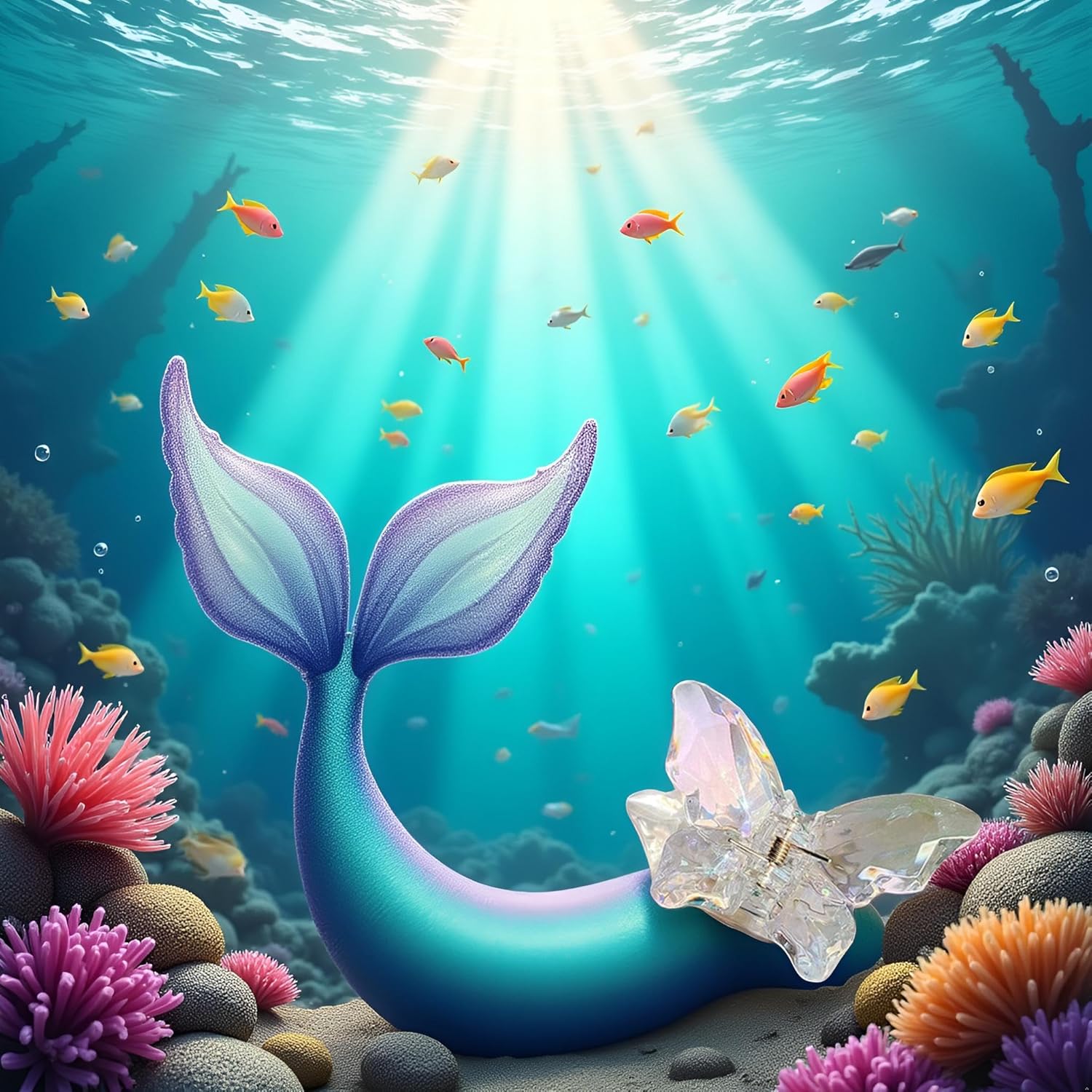 Crystal Mermaid Hair Claw Girls Back Transparent Hair Hairpins Shark Dress Large Clamp Clips Catch Clips Hair Accessories - Image 3