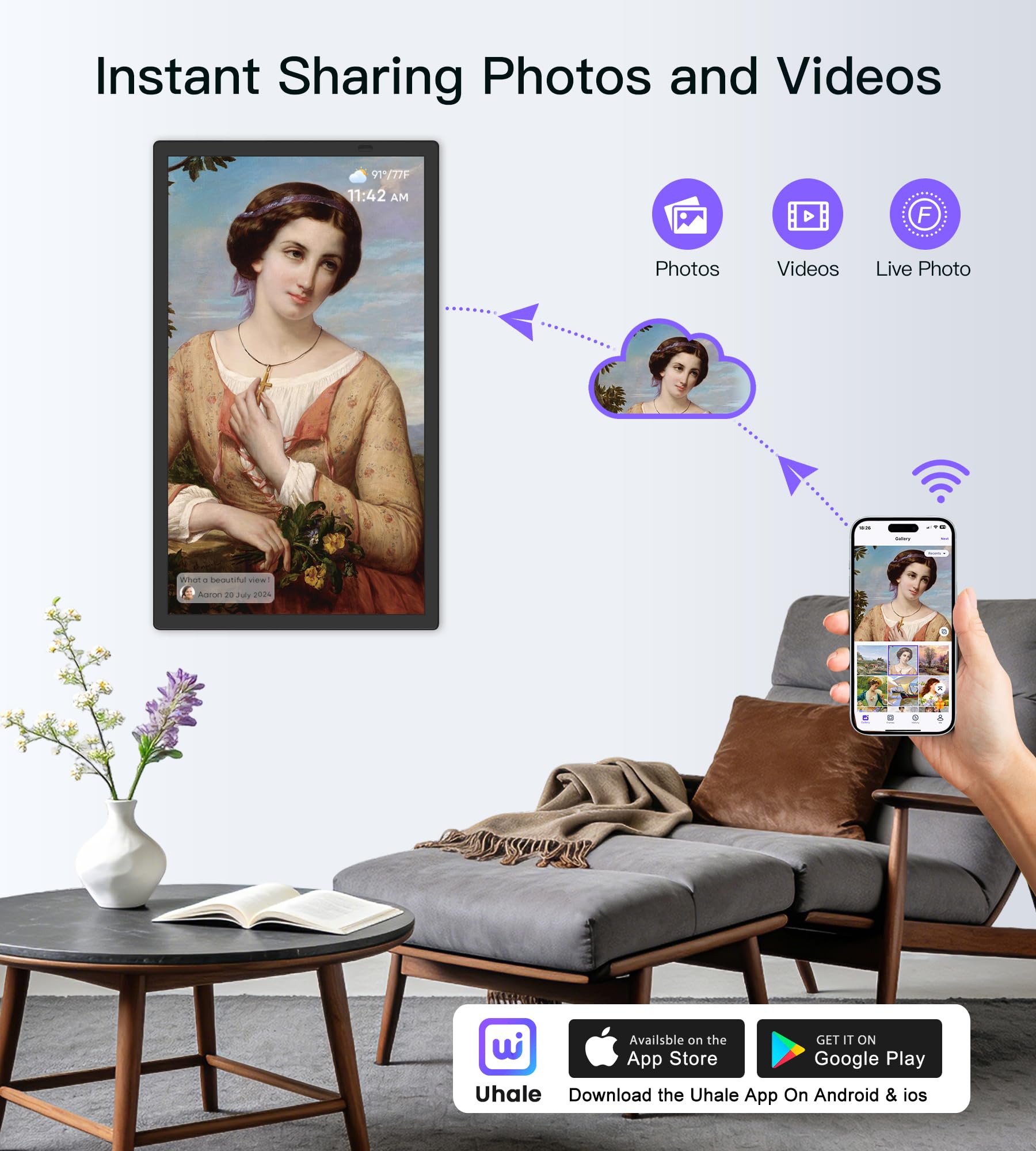 Uhale Digital Photo Frame - 64GB WiFi Remote -2