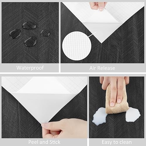 Miniatura 6 de WESTICK Papel de contacto negro y dorado con aspecto de madera, papel tapiz de 394 x 15.75 pulgadas, papel de contacto de madera vintage para