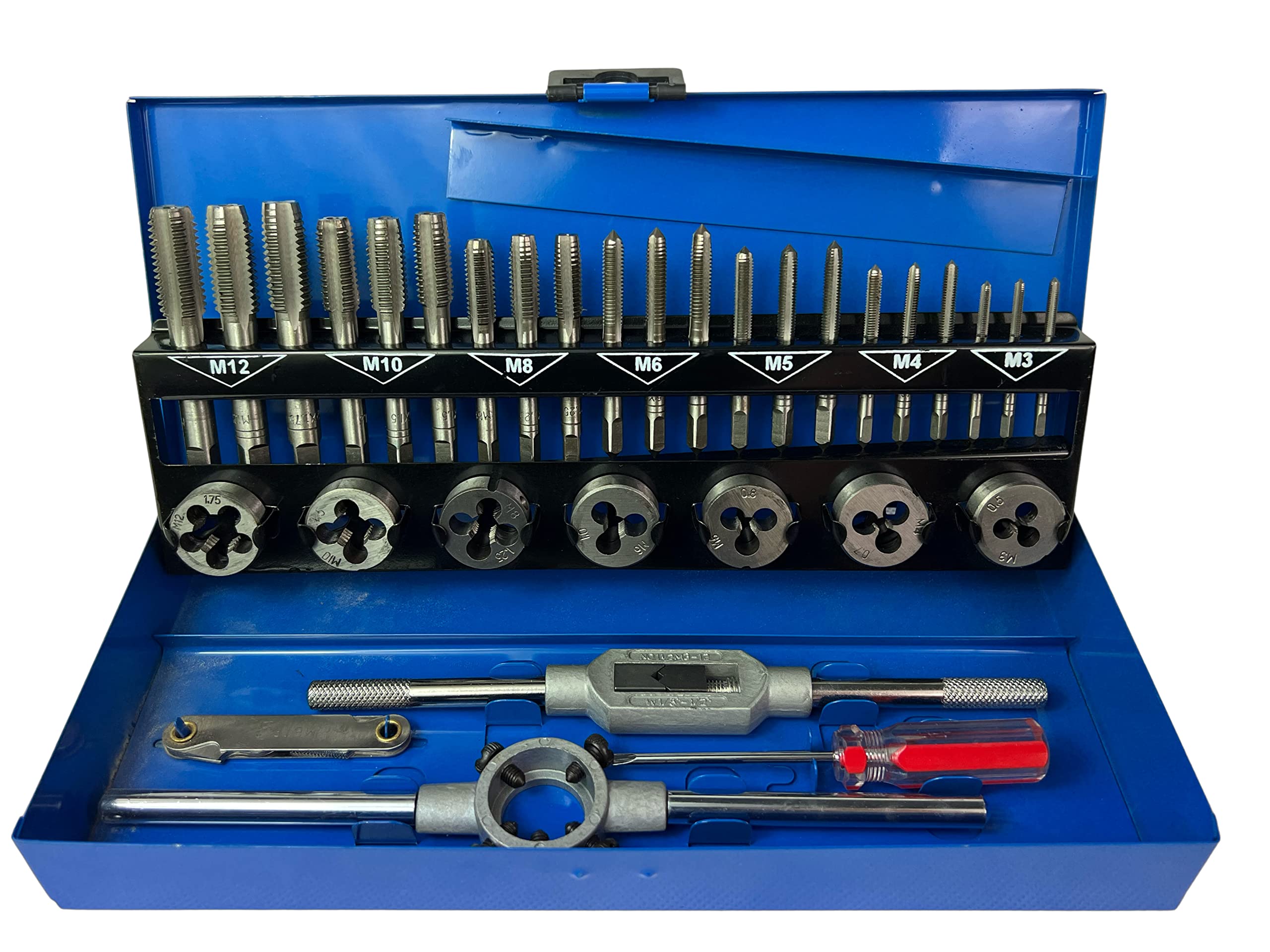 Set di 32 pezzi M3-M12 HSS-G, per filettatura metrica interna ed esterna, per professionisti e fai da te per la creazione e la riparazione di filettature