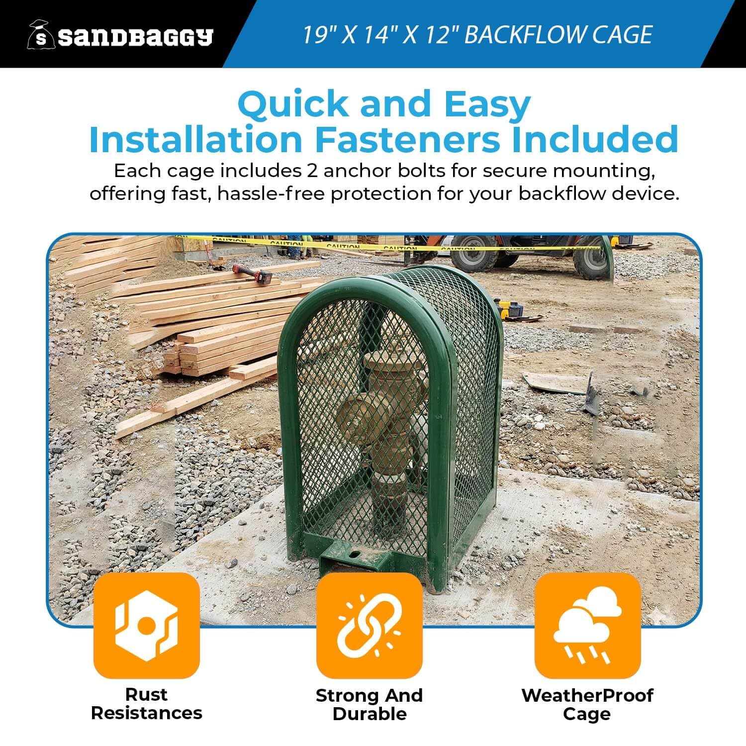 19"x14"x12" Backflow Security Cage – Backflow Preventer Enclosure (Green) | 2 Year Warranty - Sandbaggy (1, Green)
