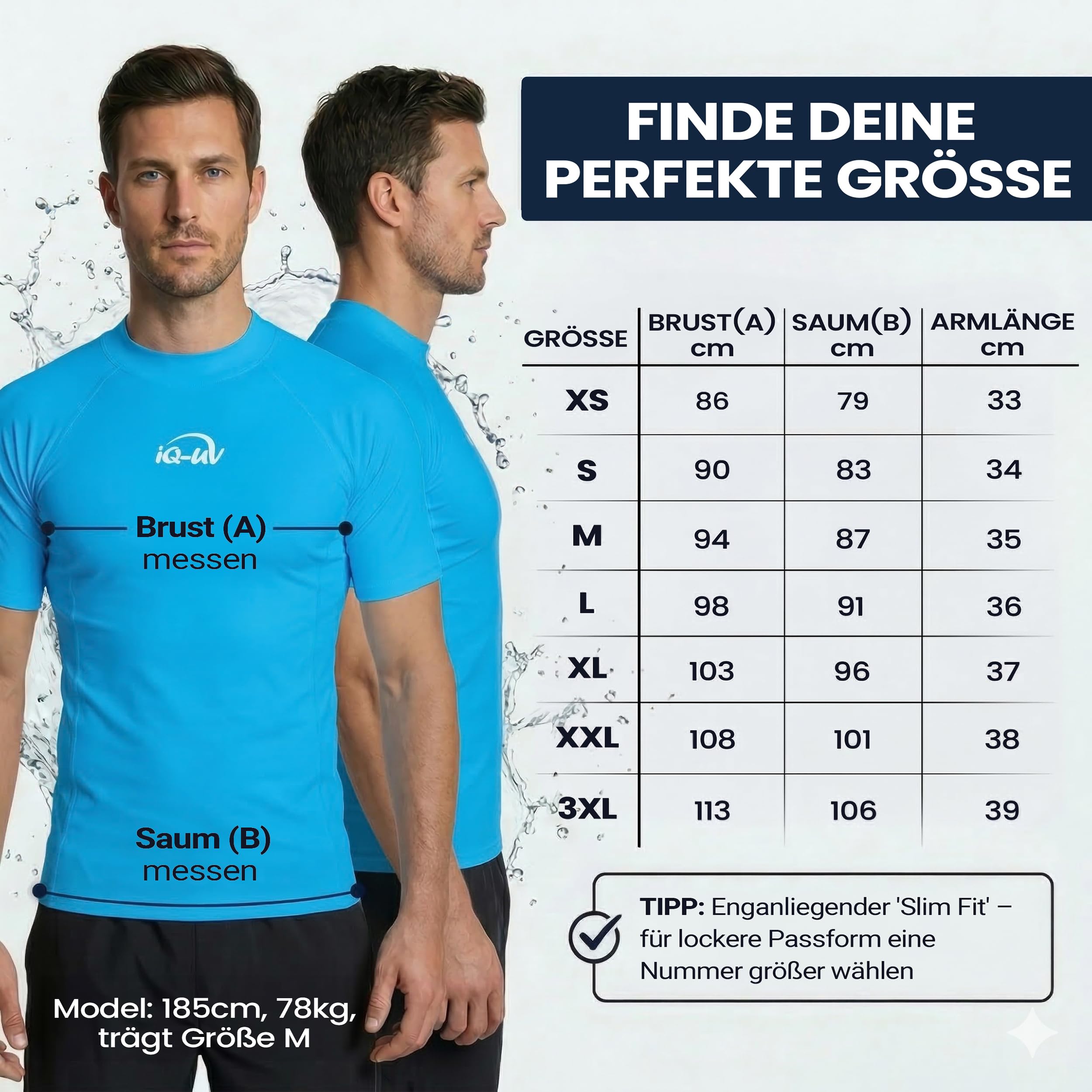 iQ-UV Koszulka iQ UV 300 o wąskim kroju, ochrona przed promieniowaniem UV T-shirt Mężczyźni Iq Uv 300 Shirt Obcisły Krój, Ochrona Przed Promieniowaniem Uv T-shirt