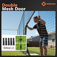 Vista 4 de ORIENGEAR Baseball Batting Cage Nets, ONLY NET, 70'L/55'L/35'L/20'L Baseball and Softball Cage Netting, 1.88" #45 Mesh, Professional Fully Enclosed