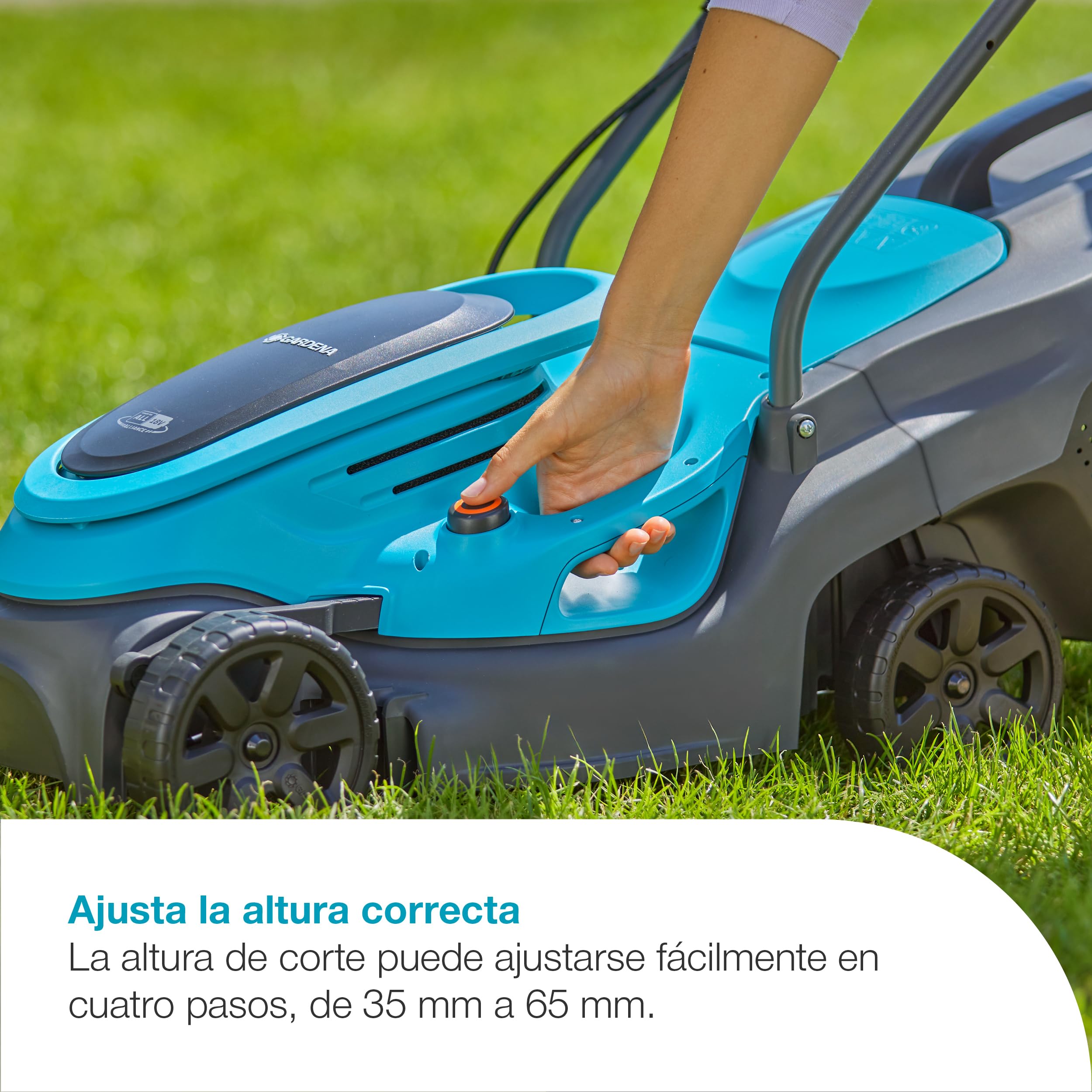 Gardena Cortacésped a batería EasyMax 32/18V P4A Solo: Cuchilla de Corte, Ligero, Ajuste de Altura, Recolección de Hierba, Sin Cable (14634-55)