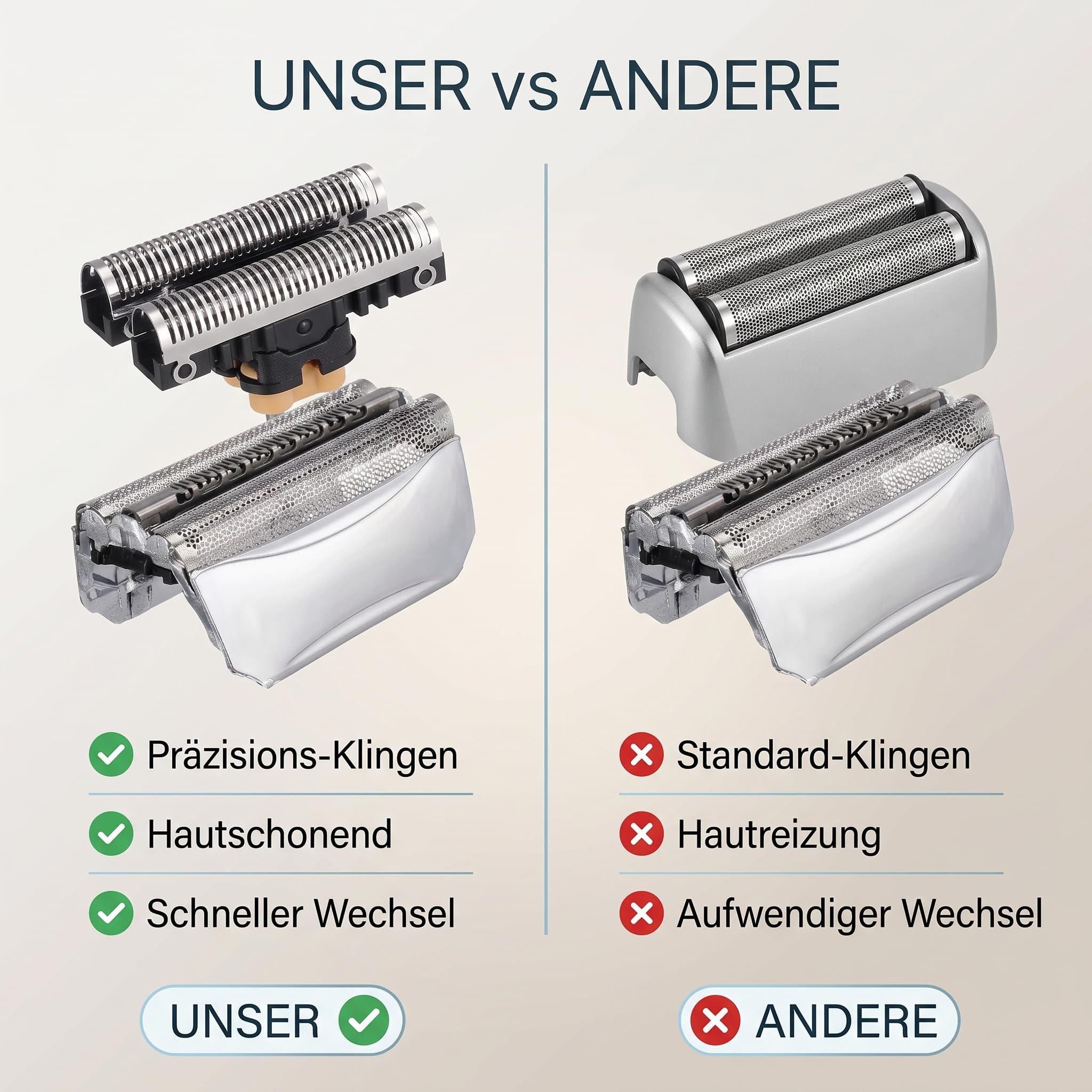 Ersatzteile Scherkopf Series 5 – 51S Folie+Messer | Kompatibel mit Braun 530-550, 570s, 8000, 8985, ContourPro, wasserdicht, hautschonend, einfacher Austausch