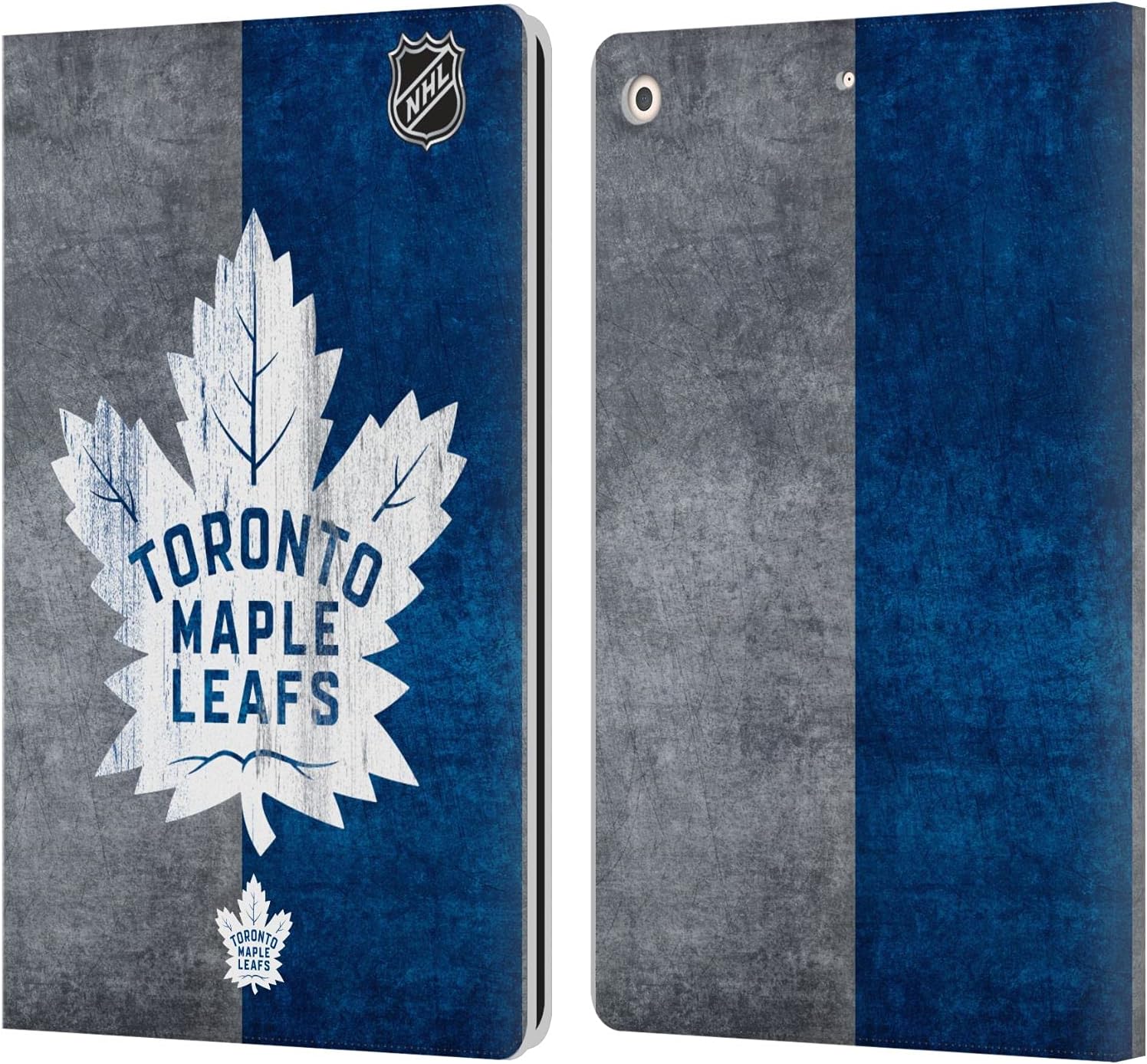 Head Case Designs Officially Licensed NHL Half Distressed Toronto Maple Leafs Leather Wallet Case Compatible with Apple iPad 10.2 2019/2020/2021