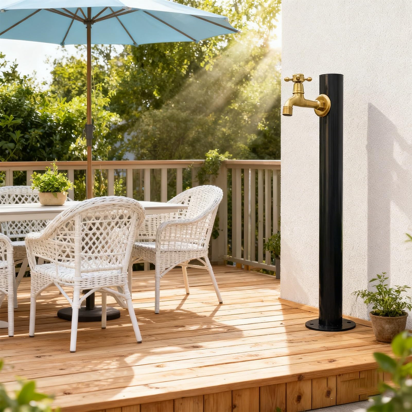 XDLEDMKIZ Outdoor Water Column with Faucet, Stainless Steel Yard Hydrant Frost Free, Vertical Floor Mount Water Tap for Irrigation Washing