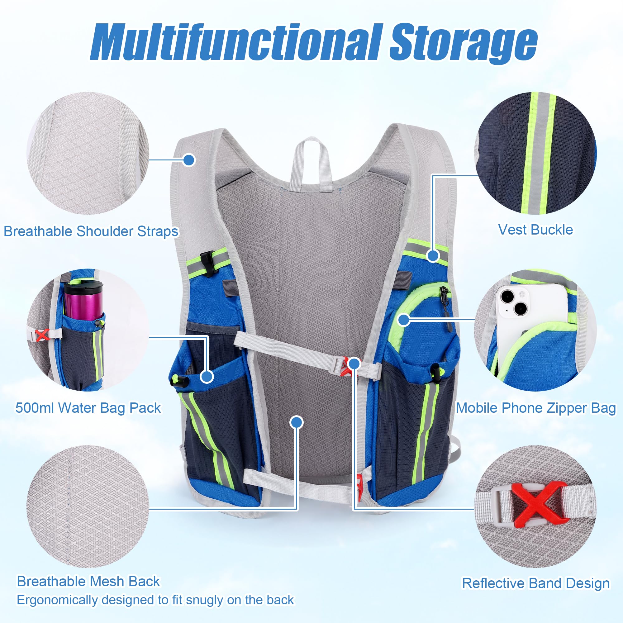 Running Vest Running Backpacks Lightweight, Reflective Running Vest Design, Outdoor Hiking Shoulder Bag - Image 4