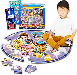 Paw Patrol Floor Puzzle for Toddlers, Kids - Bundle with 46 Piece Paw Patrol Floor Jigsaw Puzzle Playset Plus Paw Patrol Stickers and More (Boys and Girls Puzzles), kids puzzles