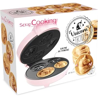 ScrapCooking Unicorn Factory 3886 Waffle Maker for Waffles & Pancakes - Unicorn Factory - Non-Stick Coating Device - Gift Idea for Baking and Baking - Includes Recipe - Pink