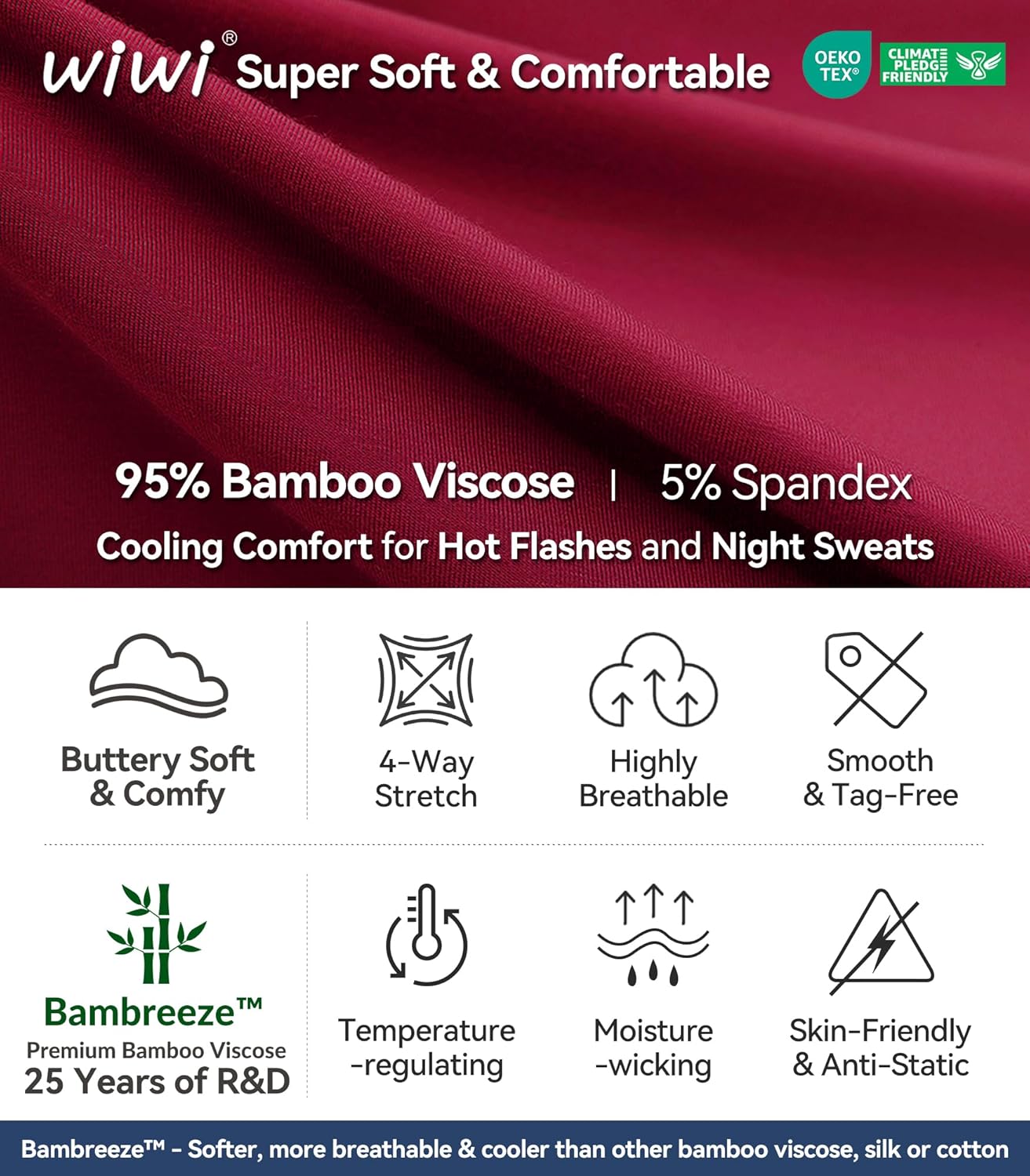 WiWi Viscose from Bamboo Pajamas for Women Loose Comfy Two Pieces Pj Set Top and Shorts Loungewear S-XXL - Image 6