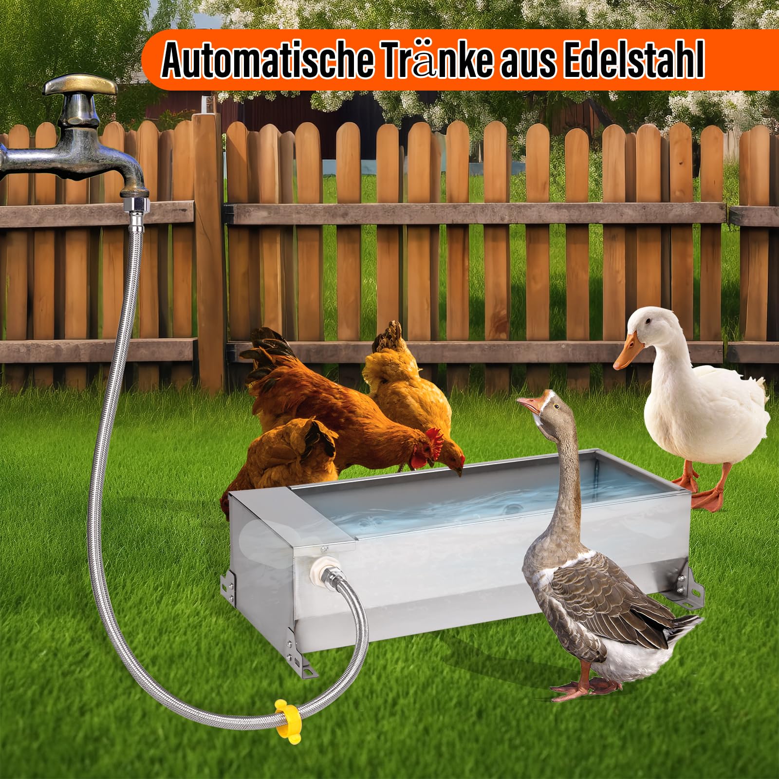 Tränkebecken mit 1/2 Zoll Schwimmerventil, Automatisches Ziegentränkebecken aus Edelstahl für Rinder, Pferde, Schafe, Hunde und Geflügel Tränken Viehbedarf