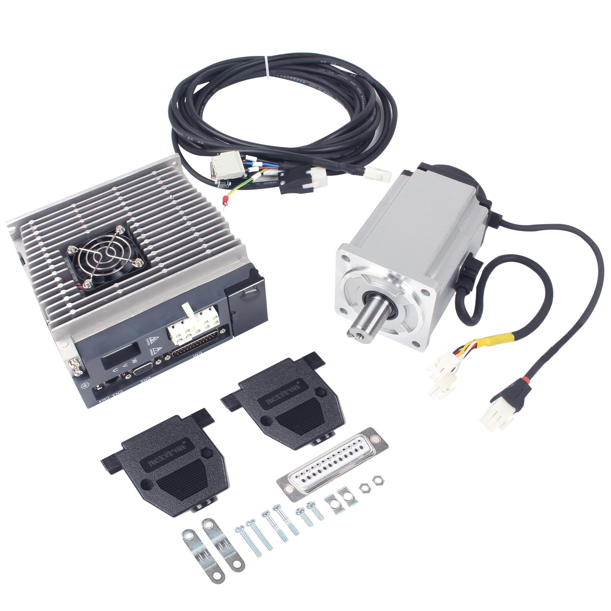 CNCTOPBAOS 750W AC Servo Motor Kit with Brake, 80mm Flange 6000rpm 7N.m, 17-Bit Absolute Optical Encoder, RS485 MODBUS, PLC, 220V Servo Driver Controller for CNC Router,Robotics,Industrial Automation