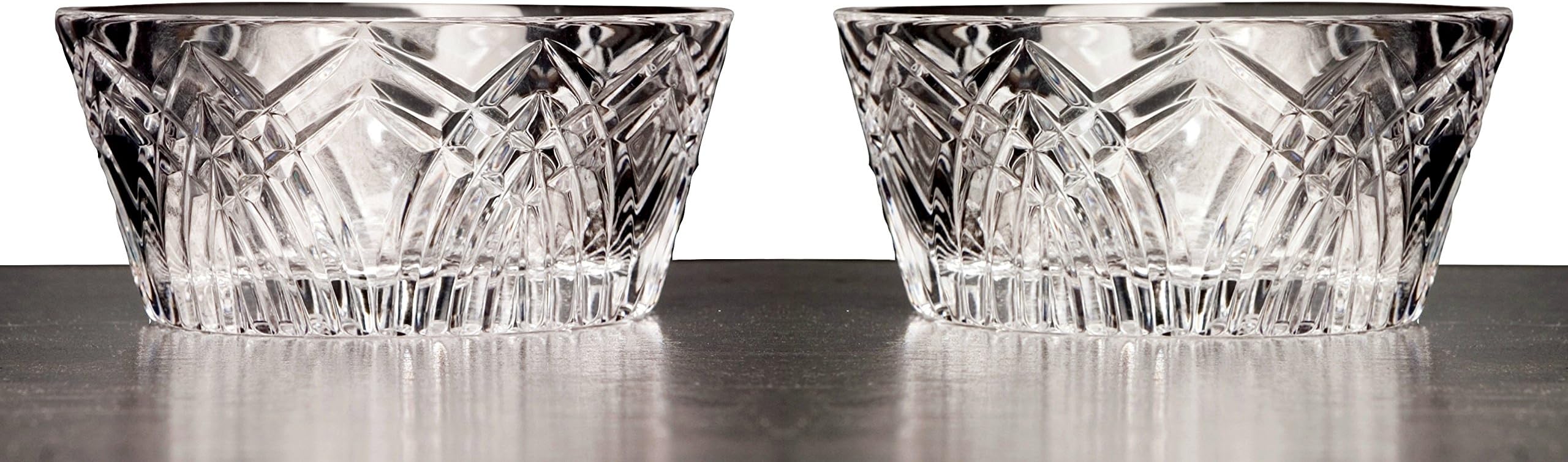 GAC Set of 2 Mouth Blown Crystal Condiment Bowl, Nut Bowl, Dipping Bowl, or Dessert Bowl 4 Inch Small Bowl Set