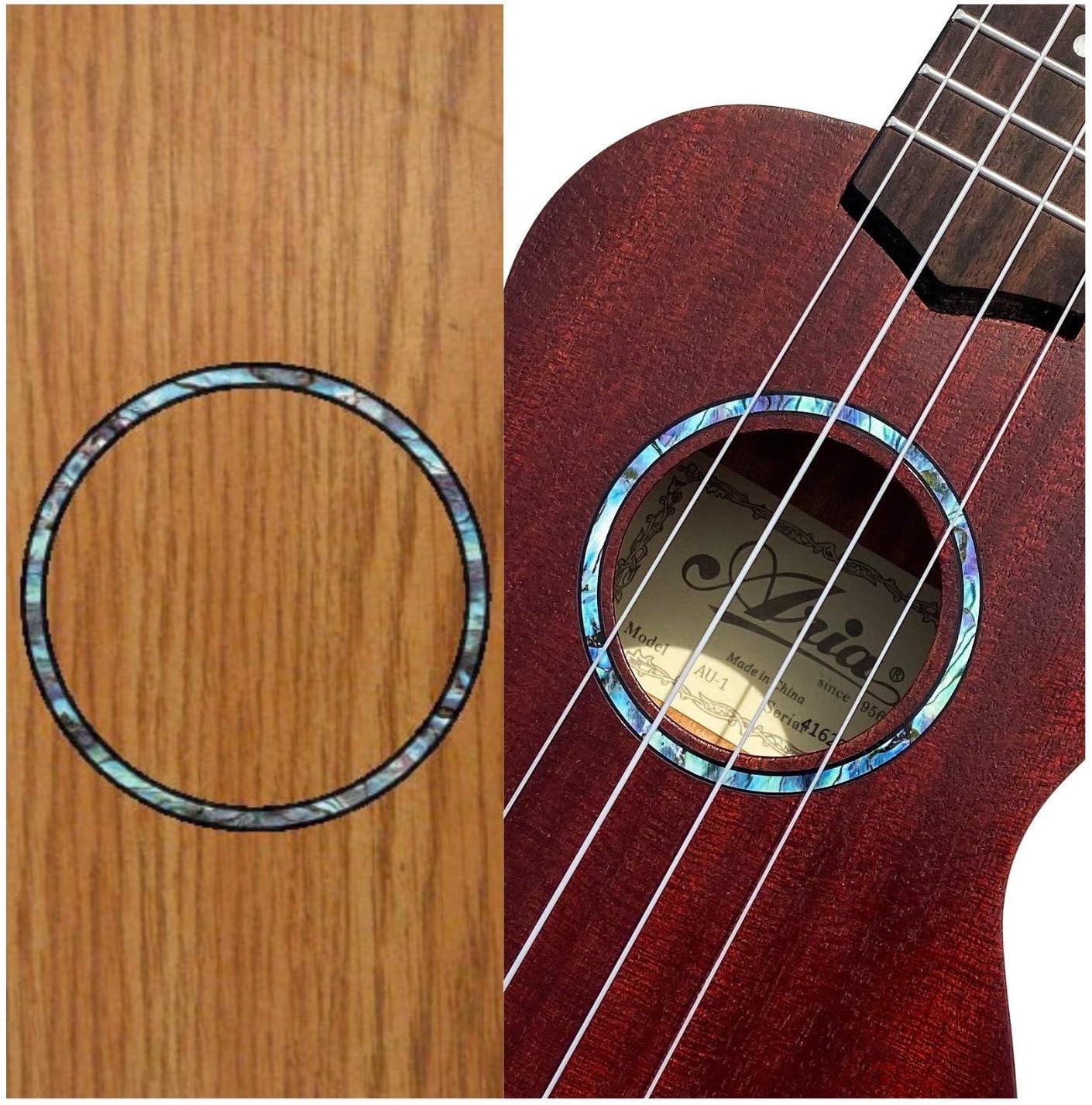 Inlay Sticker Decal for Concert Ukulele - Soundhole Rosette/Purfling - Abalone Blue,UKR-279B-C