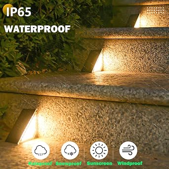 ASLIDECOR Solar Step Lights Outdoor, Waterproof Solar Deck Light,8 Pack Solar Fence Lighting Decor for Stair,Patio,Front Porch and Back Yard (Warm White)
