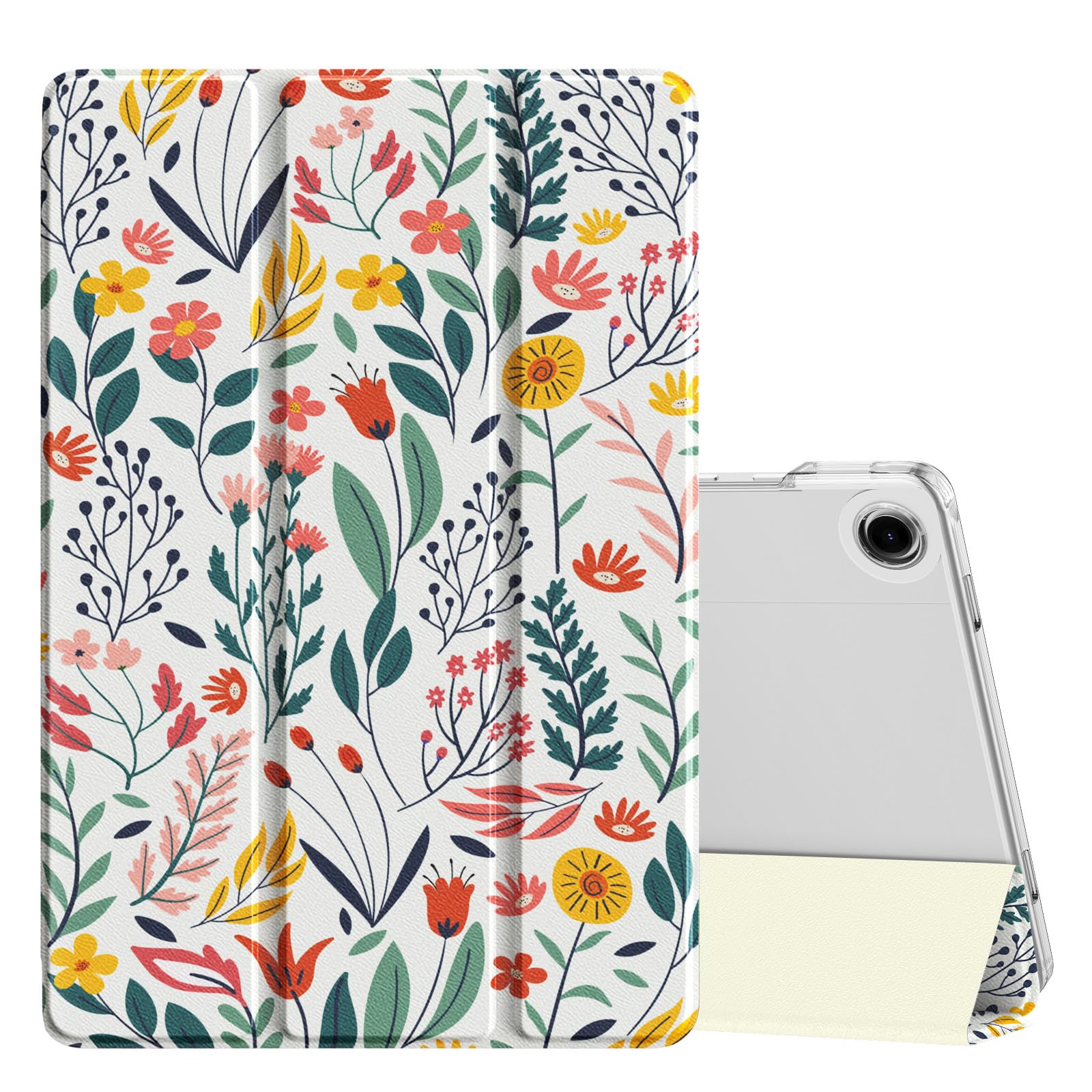MoKo Slim Case for Samsung Galaxy Tab A11+ Plus/ A9+ Plus 11 Inch, Flowers | Smart Stand Hard PC Translucent Back Shell Cover for Galaxy Tab A11+/A9+ Tablet, Auto Sleep/Wake, 2 Adjustable Angle