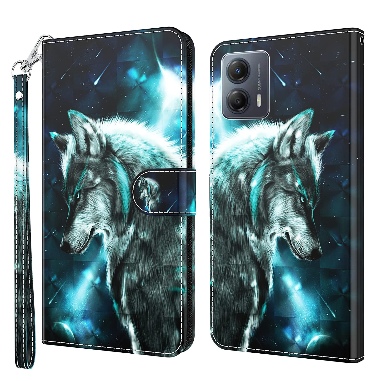Cover per Motorola Moto G13 / G23 / G53, Portafoglio Custodia con Slot per Schede Funzione Stand Flip Cover Custodia Compatibile Motorola Moto G13 / G23 / G53