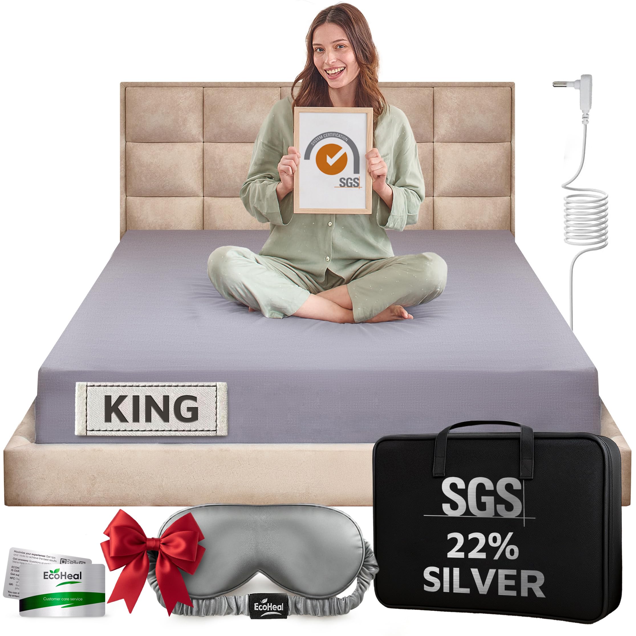 Luxury Grounding Sheets King 22 Silver Fiber 74 Cotton 4 Silk SGS Quality Certified Grounded Well Bed Sheet