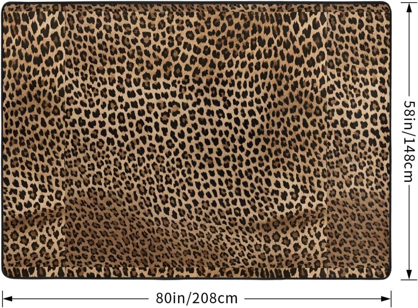 Flannel Non-Slip (Wild Leopard Animal) Rug Pad 80×50in Soft Washable Protective for Hardwood Floors Bedroom Bathroom Living Room