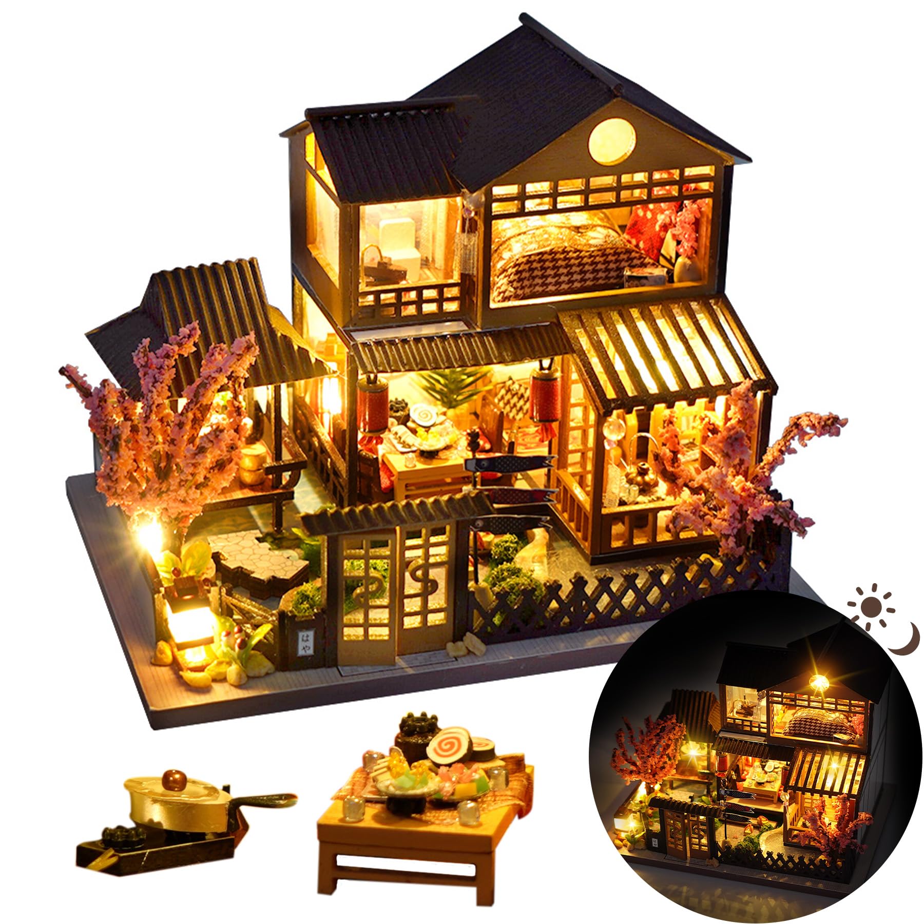 DIY Miniature House Kit, Mini House Kit for Beginners, Mayberry Street Miniatures, Model Building Craft Diorama Kit, Ideal Gifts for Birthday, Christmas(Japanese Garden House)