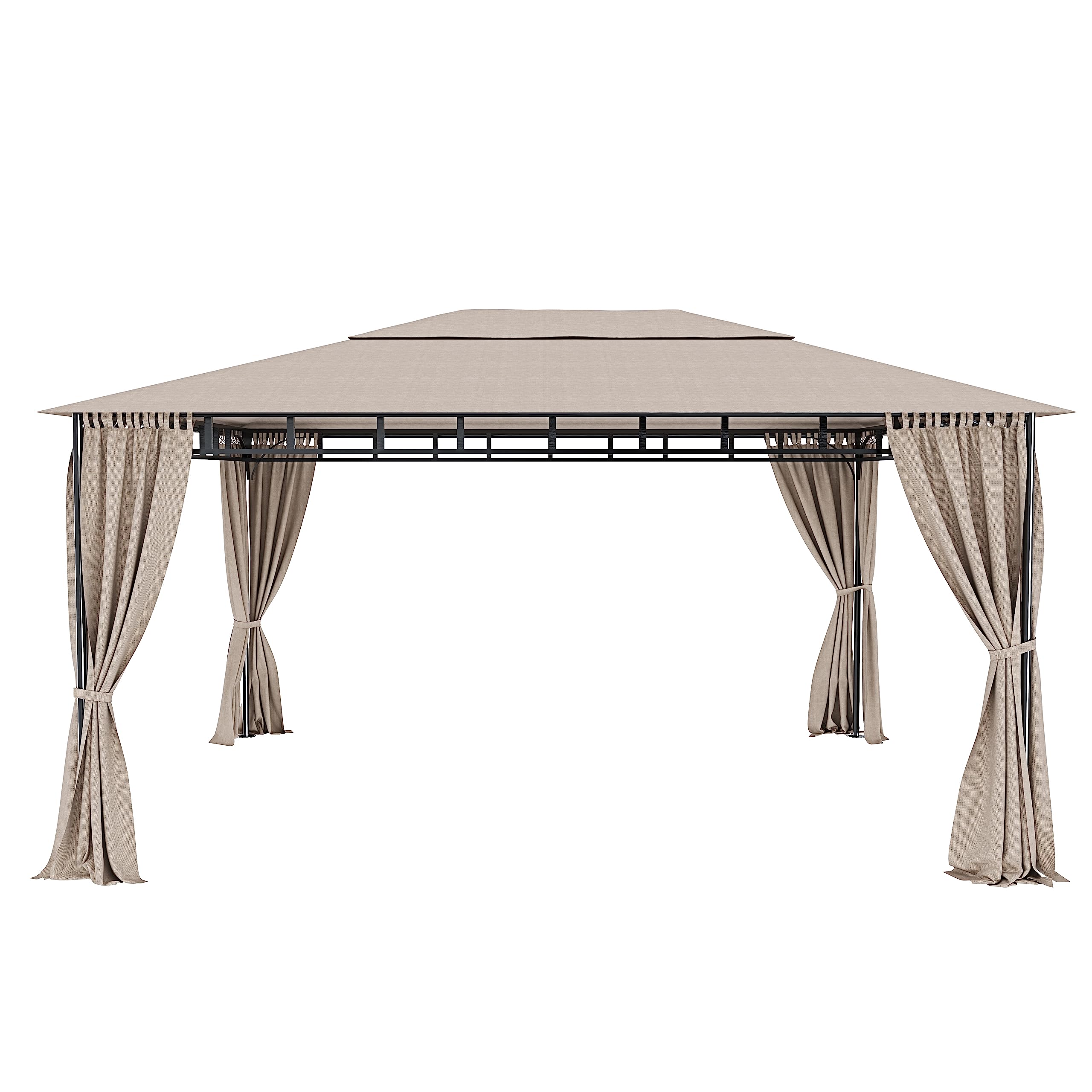 BRICOZONE Gazebo da Giardino 3x4M 4 Tende Laterali Richiudibili Acciaio Idrorepellente 180 g/m² Ecrù