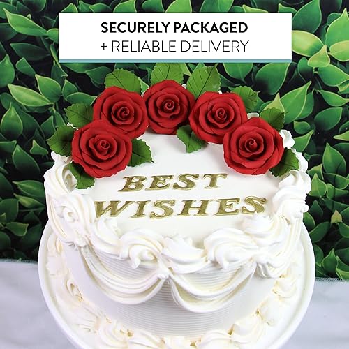 Miniatura 4 de Global Sugar Art Rose - Flores de pastel de azúcar premium, color rojo, grande de 2 pulgadas sin alambre, 12 unidades