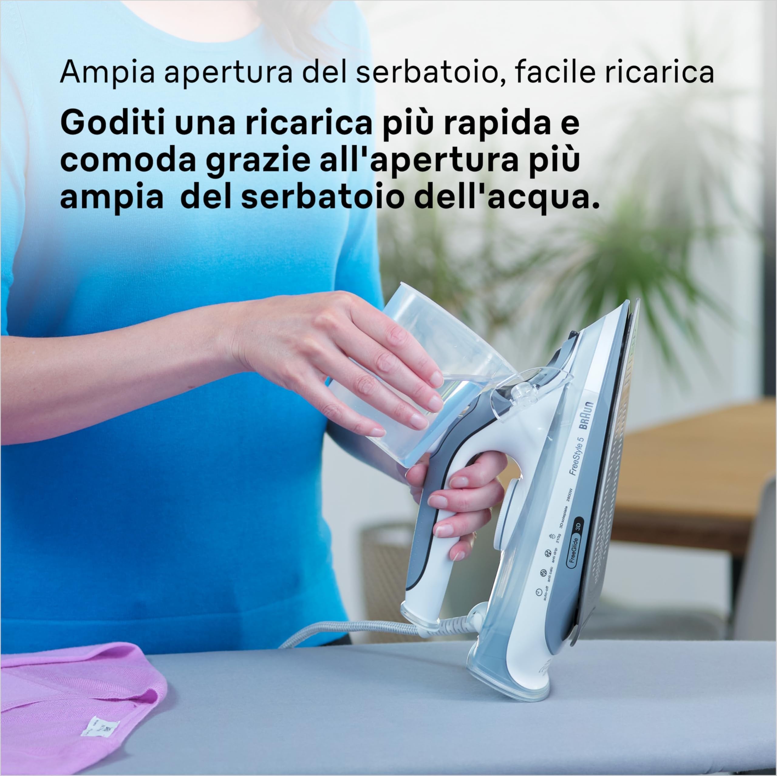 Braun Freestyle 5 – Ferro da Stiro a Vapore con Piastra FreeGlide 3D, Vapore Potente e Funzione Anti-Goccia, Colpo Vapore per Pieghe Ostinate, Serbatoio Ampio, Grigio (SI5078GY)