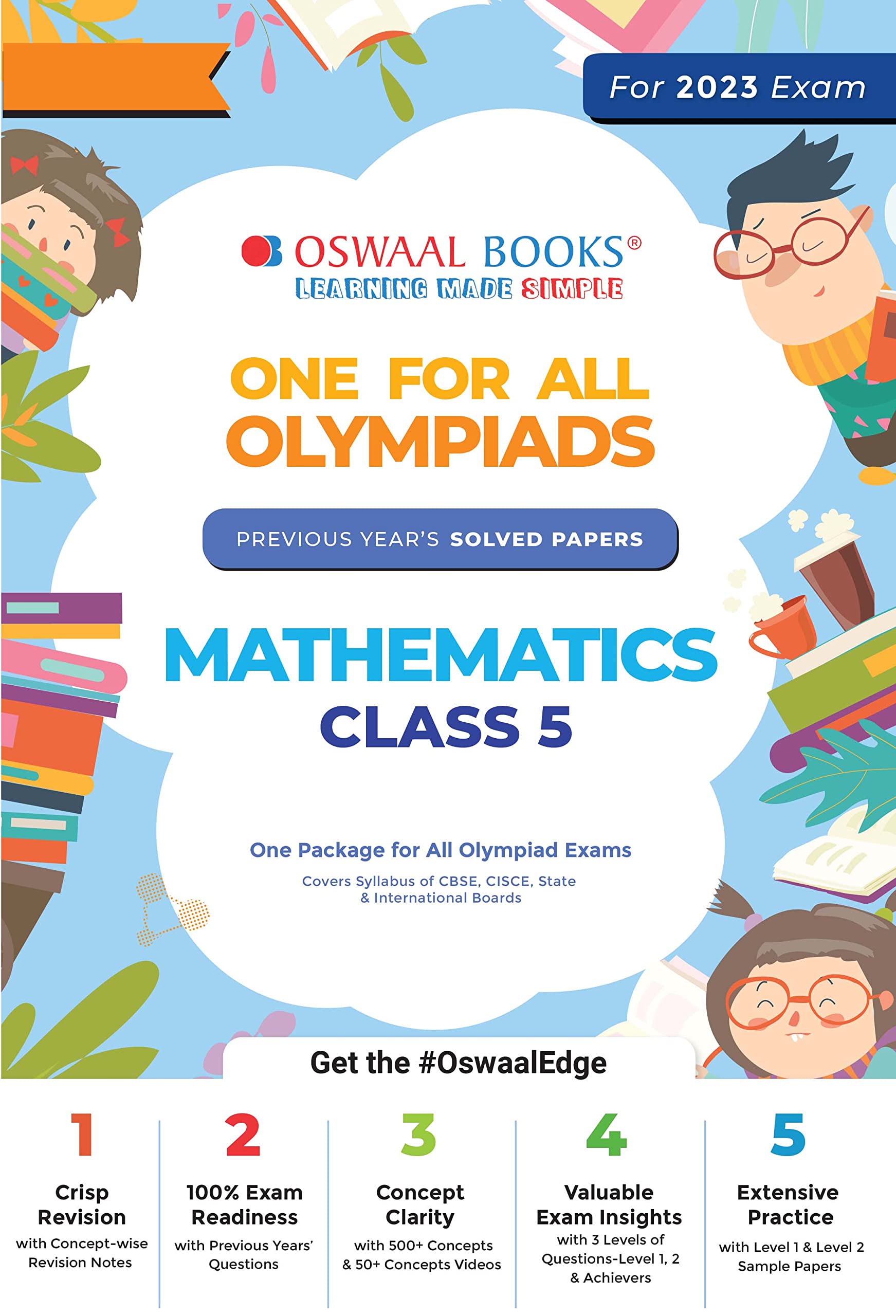Oswaal One For All Olympiad Previous Years' Solved Papers, Class-5 Mathematics Book (For 2022-23 Exam): Mathematics Class-5