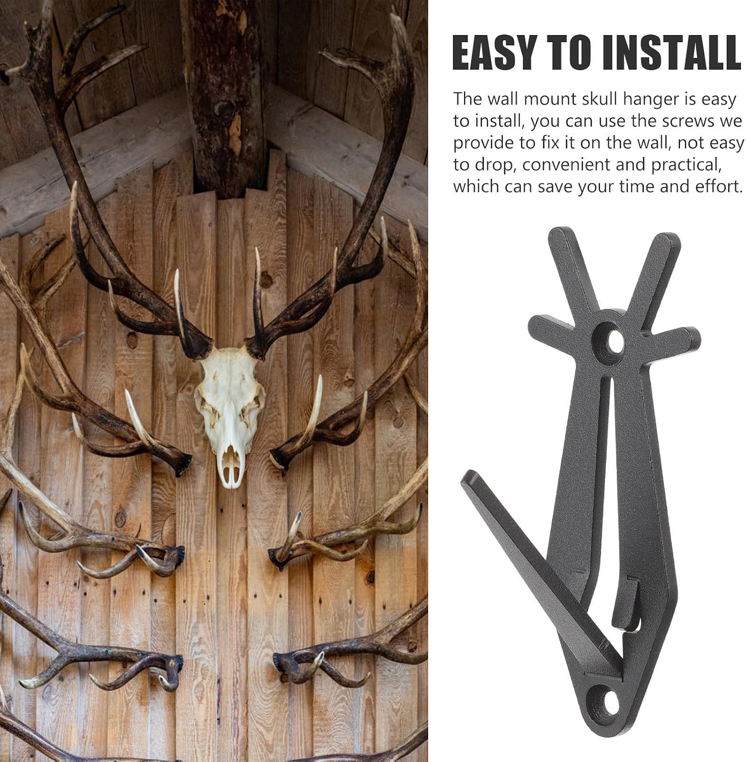 FAVOMOTO Deer Skull with Modular Design Wall Mount Bracket Stainless Steel 3pcs for Multi-Angle Observation , for Deer and Elk Skulls , for Exhibit Detail and Anatomical Study Display
