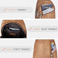 Vista 11 de Telena Bolso bandolera para mujer, bolso cruzado para mujer, cangurera de cuero vegano con correa ajustable