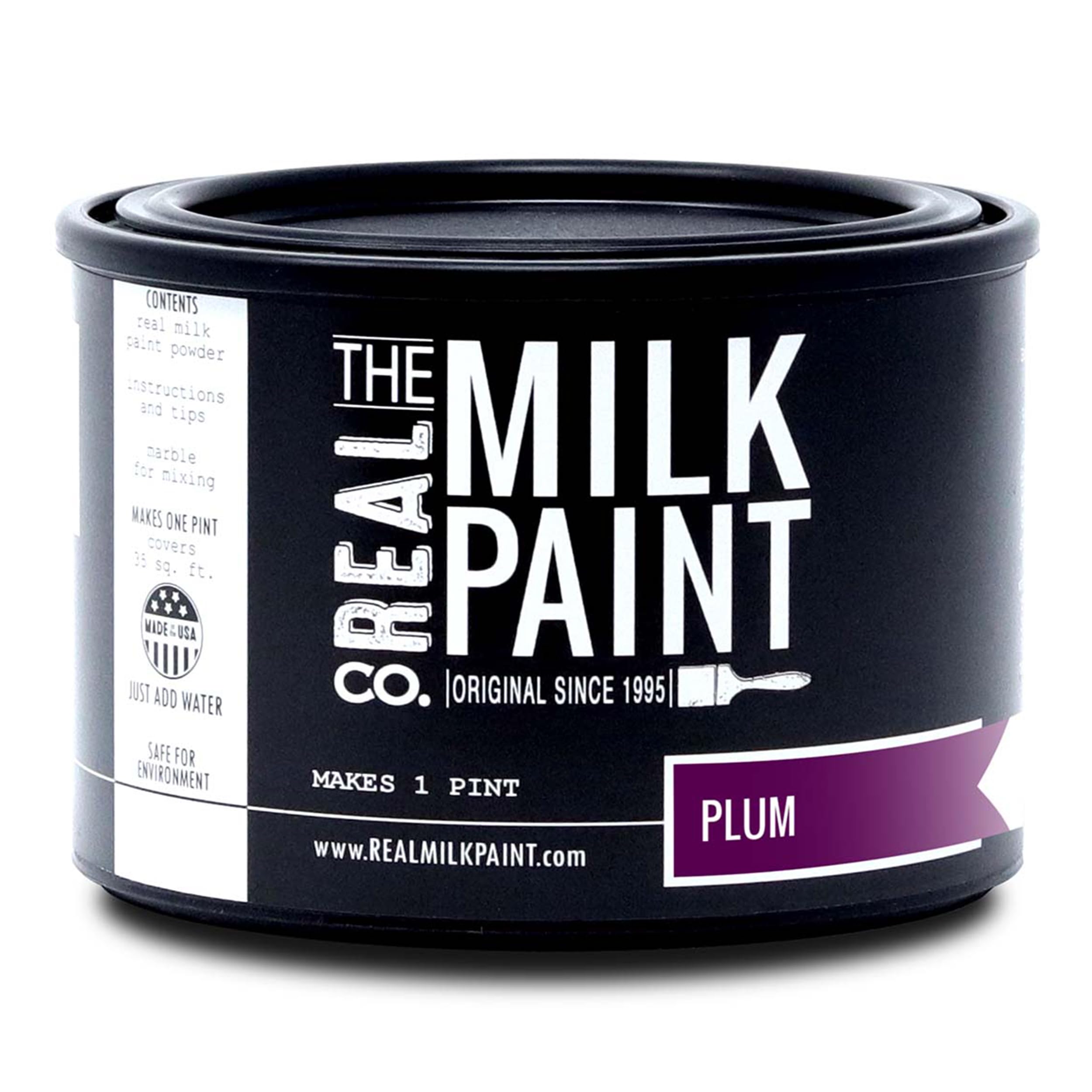 Real Milk Paint, Wood Paint for Furniture, Matte Paint for Cabinets, Walls, Brick, and Stone, Water Based Organic, No VOC, Plum, 1 Pint