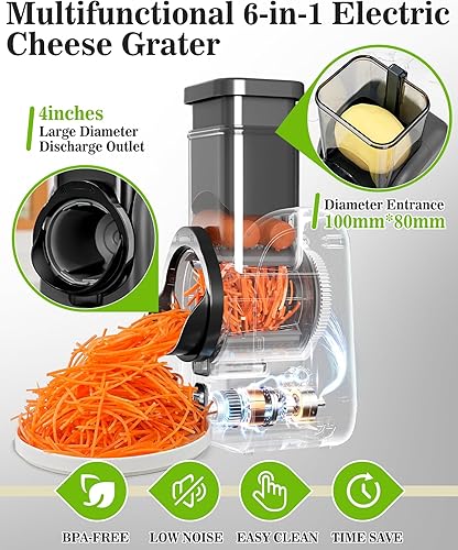 Miniatura 4 de Rallador eléctrico de queso, cortador rotativo de verduras con control de un solo toque, triturador de frutos secos, triturador de queso para uso